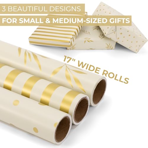 ZICOTO Gift Wrapping Paper Set of 3 - Beautiful Rolls for All Occasions
