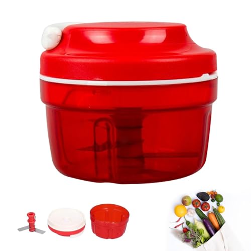 VELAJA Hachoir Manuel avec Corde, Coupe-Oignon et Légumes Multifonction pour Viande, Ail, Persil, Mini Mixeur Manuel sans Électricité, Accessoire Cuisine avec Lames Inox