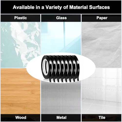 DGN 8 Rollen Whiteboard Klebeband Schwarz, 3mm x 66m Klebeband Schmal Grafikband, Whiteboard Tape Selbstklebendes Fineline Band, Klebestreifen Schwarz Markierungsband für Schule, Büro und Zuhause