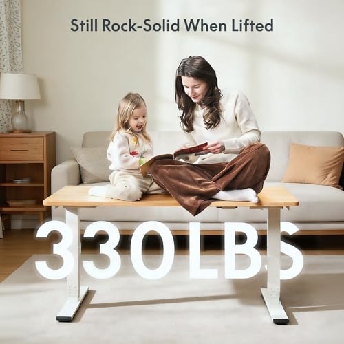 Image of FLEXISPOT E6 MAX Solid Wood 71x30 Inch Dual Motor 3-Stage Heavy Duty Standing Desk, 330lbs Weight Capacity, Height Adjustable Desk w /Cable Management & Wheels(Butcher Block Rubberwood + White Frame)