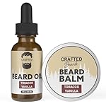 Crafted Beards Beard Care Kit for Men - Softer, Smoother, Moisturized Beard - Beard Oil and Beard Balm - Tobacco Vanilla Scent - Gift Set