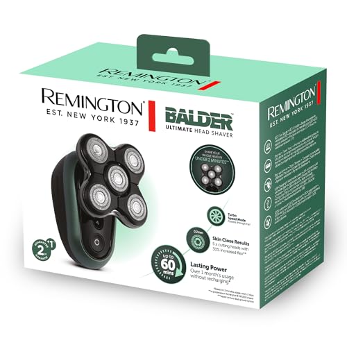 Remington Afeitadora Cabeza Hombre [30% más flexibilidad] RX7 Ultimate Series afeitadora para calva , inalámbrica, recargable, 5 cabezales flexibles, 100% resistente al agua, neceser XR1600