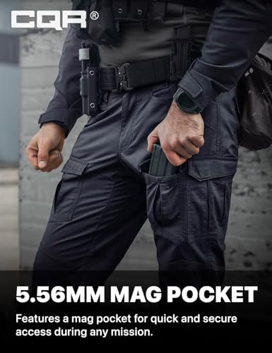 Image of CQR Men's Flex Ripstop Tactical Pants, Water Resistant Stretch Cargo Pants, Lightweight EDC Hiking Work Pants