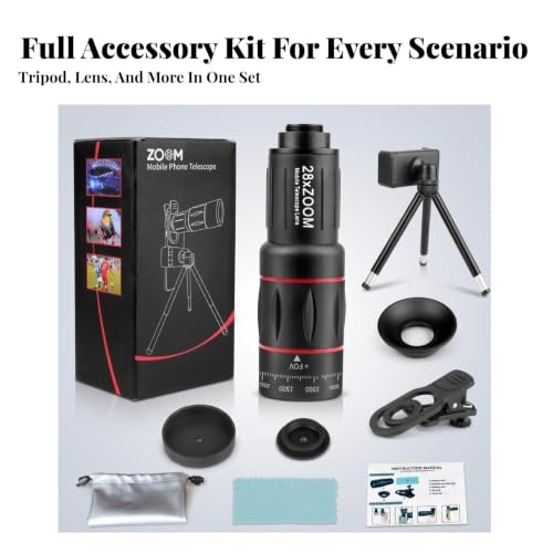 Image of Phone Telephoto Lens Kit High Magnification 28x Magnify Lens Kit Tripod Use 28X Standard | Other Cell Phone Accessories | Cell Phone Accessories