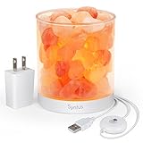 Syntus Himalayan Salt Lamp LED Table Light Natural Pink Salt Rock Lamps Salt Crystal Night Light with Touch Dimmer Switch, UL-Listed USB Cord & Power Adapter