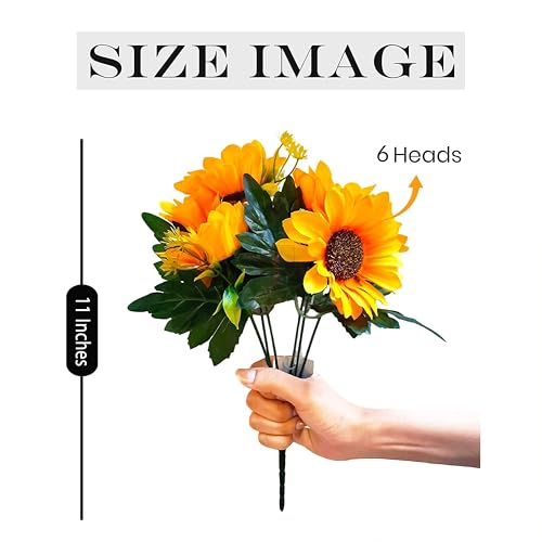 Image of Art Street Artificial Yellow Sunflower Flower Bunch for Vases or Pot |Ideal for Table Indoor Home Decoration, Pack of 1 Bunch with 6 Flower Head| (Size 11 Inch)