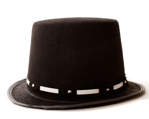 Tuxedo Top Hat with Silver Trim - Silver - Adult