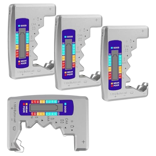 4PACK BT-886 Battreriy Tester Checker BattreriyTester for Battreriy C D 9V AA 1.5V-Sliver Black