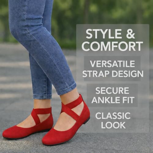 Image of EMMA NEW YORK Ankle Strap Flats for Women, Women Flat Ballerina Shoes, Women's Ballet Flats with Strap