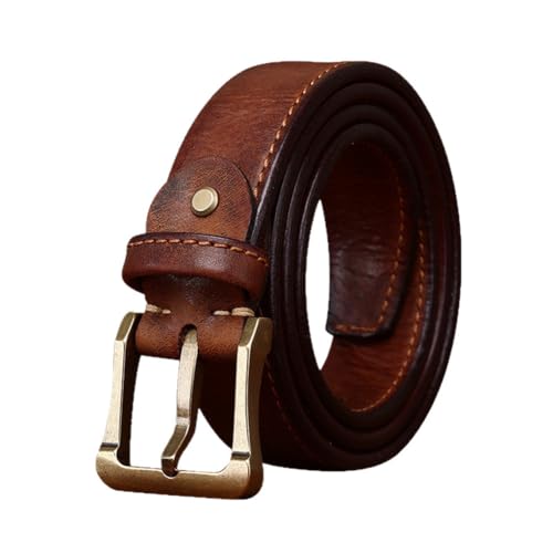 Full Grain Leather Belts for Men, Mens Belts for Jeans, Classic Casual Belt Heavy Duty Work Belt Men,A Khaki,115CM/45.3''