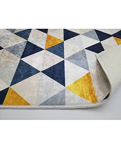 MANI TEXTILE TPS_TREN_TRIAN_80 Teppich, Polyester, Blau, Gelb, X_150_cm - Image 5