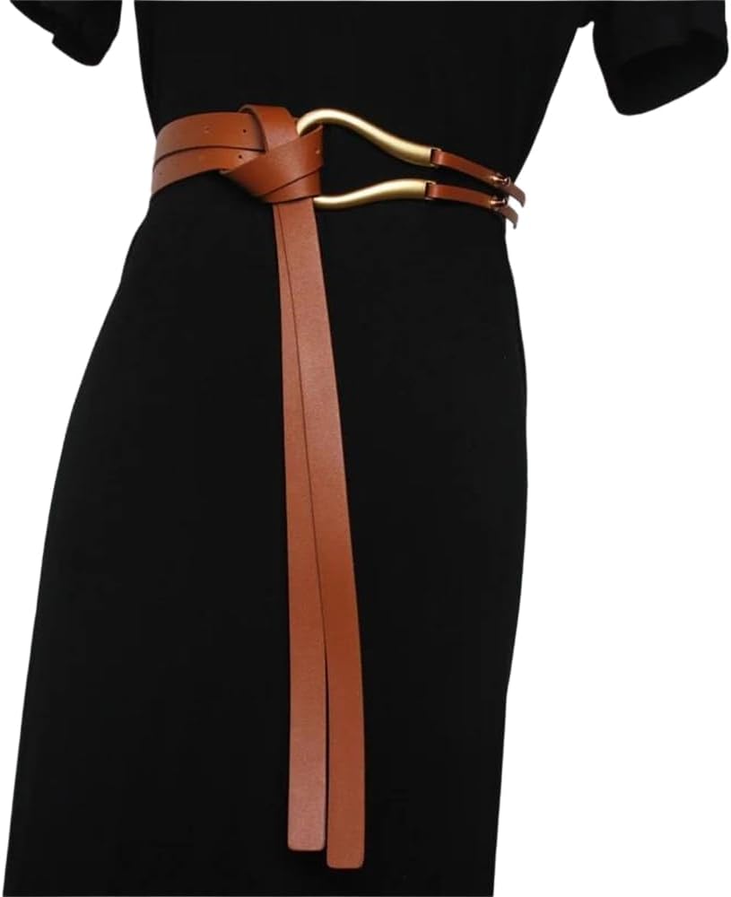 Women's Small Buckle Waist Belt, Retro Tower Buckle Pu Wedding Waist Belt