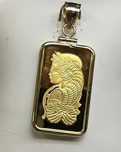 TEX 24K Gold 10 Gram Ingot Pendant with 14K Gold Bezel