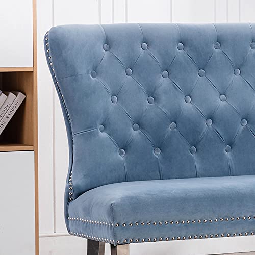 Loulens Modern Upholstered Velvet Settee,Contemporary Banquette Bench With Back, Button Tufted Couch With Stainless Steel Legs, Accent Sofa Loveseat For Living Room. (Blue) #TOP2