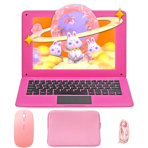 AKEDA 10.1'' Mini Laptop QWERTY, Notebook Compatto con N4000, 8GB RAM, 64GB/128GB Storage, Netbook Portatile per Bambini Studenti Apprendimento a Casa – Tastiera Inglese