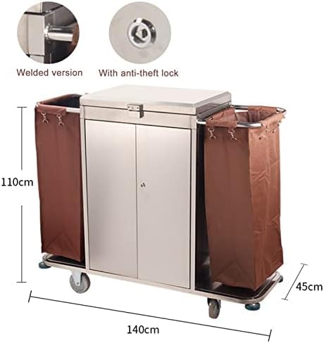 Carrito de servicio de hotel resistente, carrito de almacenamiento rodante para lavandería y limpieza, carrito utilitario duradero que ahorra espacio para uso comercial, ideal para hoteles y