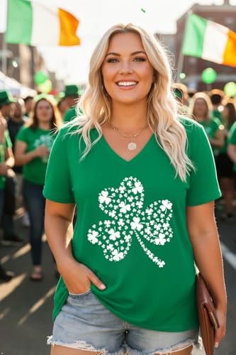 Image of ForHailey Women's Plus Size Short Sleeve Tee Shirt V Neck Basic Ladies Loose Fit T Shirt 1X-5X