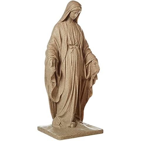 Emsco Group Virgin Mary Statue - Natural Sandstone Appearance - Made of Resin - Lightweight - 34" Height Cover