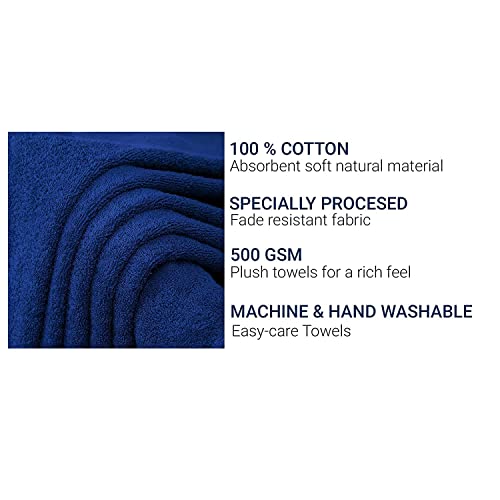 Image of Cloth Fusion 100% Cotton 500 GSM Towels for Bath Large Size Set of 2, Ultra Soft Bath Towel for Women and Men (55x27 inch, Grey-Blue)