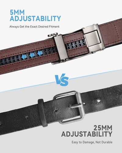 Image of BOSTANTEN Ratchet Belts for Men Leather Trim to Fit 1 3 /8 inch Gift Boxed