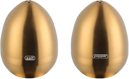 Juego de salero y pimienta: dispensador de sal y pimienta de acero inoxidable 2 piezas para cocina (dorado)
