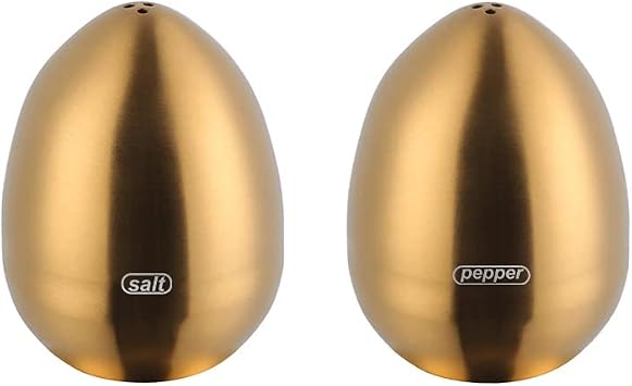 Salt Pepper Shaker Set Stainless Steel Salt & Pepper Dispenser 2 Pieces for Kitchen Gold