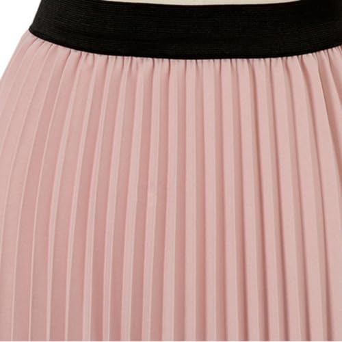 Women's Elastic Waistband Pleated Chiffon Midi A-Line Skirt2