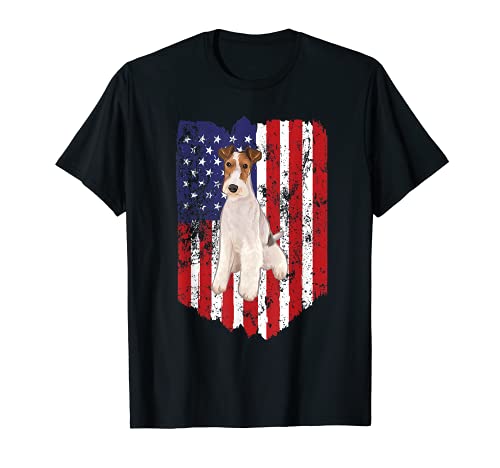 Drapeau Américain Fox Terrier À Poil Dur Usa T-Shirt Cover