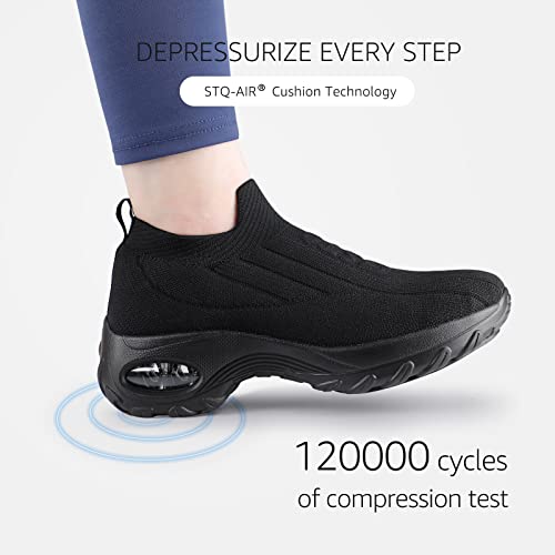 Image of STQ Walking Shoes Women Slip on Sneakers Non Slip Work Arch Support Tennis Plantar Fasciitis Orthopedic Breathable Mesh Comfortable Ladies Nursing