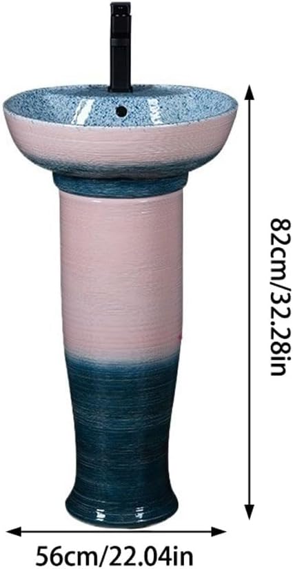 Pedestal Sinks Balcony Personalized Washbasin Home Art Bathroom Floor-Standing Creative Column Basin Sink (A)