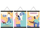 YK artwood 3 Pack Magnetic Poster Hanger black 8 Inch, 8x10 8x12 8x16 Poster Frame Wood Wooden...