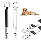 2 silbatos para perros, silbatos para perros, entrenamiento ultrasónico y ayudas de comportamiento, equipo de entrenamiento de decibelios de frecuencia ajustable, con cordón, para perros a distancia