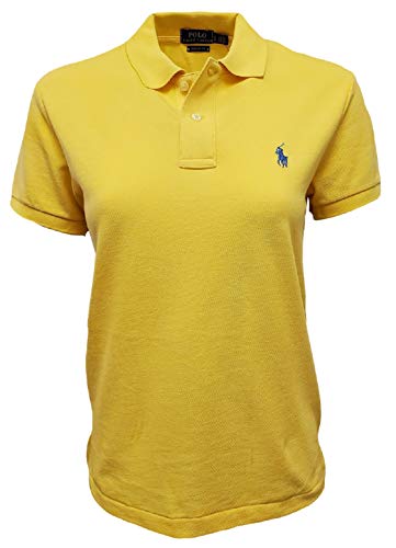 Image of Polo Ralph Lauren Womens Classic Fit Mesh Polo Shirt (Large, Yellow (Light Blue Pony))