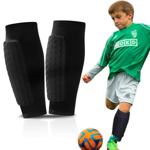 1 par espinilleras de fútbol para niños, espinilleras pequeñas, calcetines de fútbol, protectores de pantorrilla antideslizantes, para juegos niños
