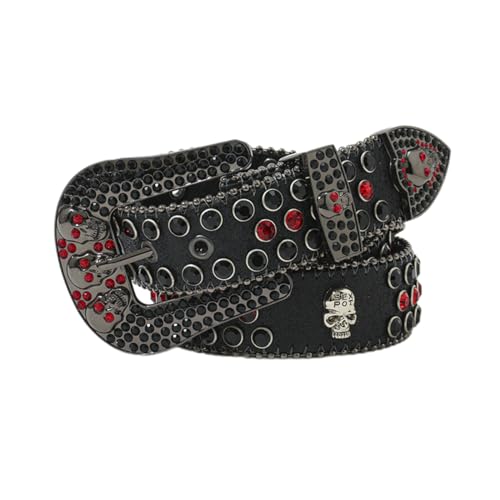 Ceinture brillante de taille motif crâne strass style gothique y2k pour pantalon jean