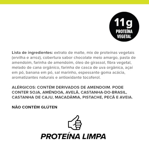 biO2 Display Barra de Proteína Açai, Banana e Pasta de Amendoim, 12 unidades de 45g, Protein Bar Veg