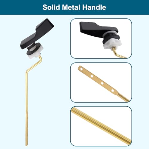 Image of Universal Side Mount Metal Toilet Handle Replacement Kit, Matte Black | Compatible with American Standard /Mansfield /Gerber /TOTO /Kohler Toilet, Toilet Tank Flusher Lever with Flapper Chain