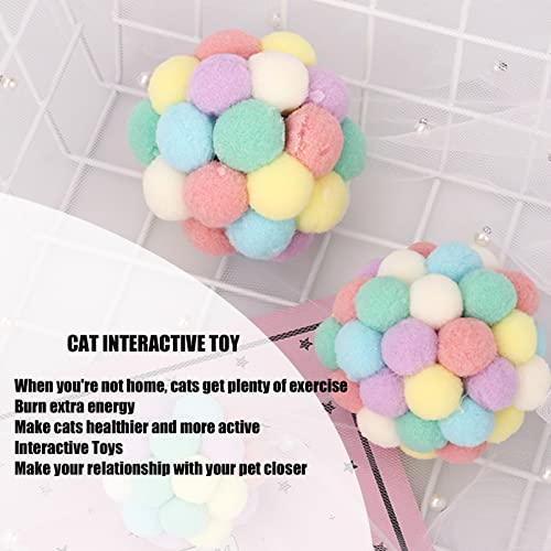 Mbeysaq 10 bolas de brinquedo de pelúcia para gatos com sino, brinquedo de mastigar gatinho interati