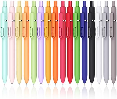 Gel Pens, 16 Pcs Quick Dry Black Ink Pen Fine Point 0.5mm Smooth Writing Pen, Large Capacity Long Lasting Ink Retractable Pens Gift Set for Journaling Note Taking, School Office, Home Supplies