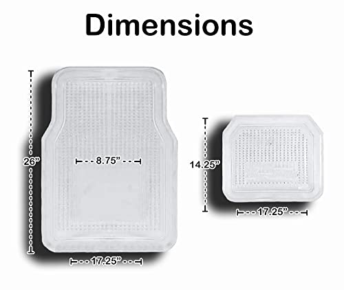 Vaygway All Weather Floor Mats-Universal 4 Piece Car Interior- Rubber Clear Car Plastic Rug- Heavy Duty Weather Protection Mats