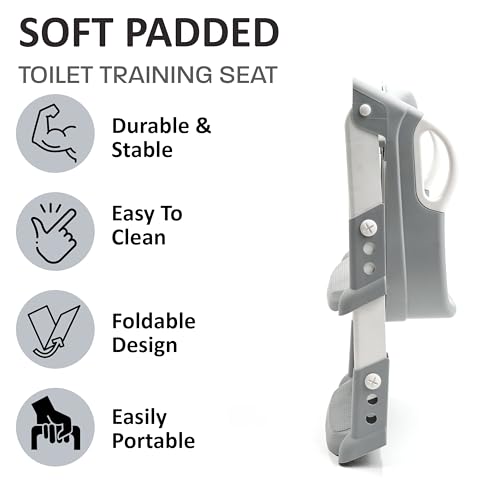 Crystals Portable Toddler Potty Training Seat with Step Ladder – Comfortable Child Toilet Seat for Boys & Girls, Foldable Anti-Slip Baby Urinal Chair for Kids Potty Training, Easy Step-Up for Home Use