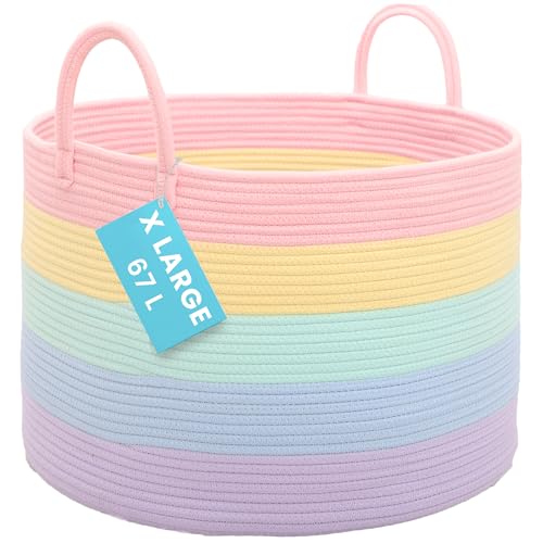 OrganiHaus Rainbow Blanket Basket for Classroom & Nursery, Extra ...