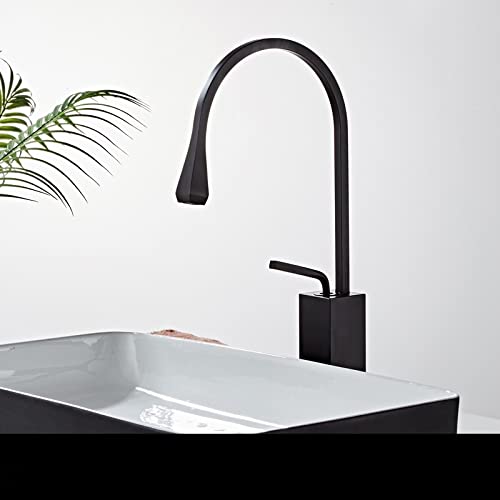 Nordic Simple washbasin Faucet hot and Cold undercounter basinall Copper Black Bathroom Sink Drop Height Rotate, Black Low (countertop Basin)