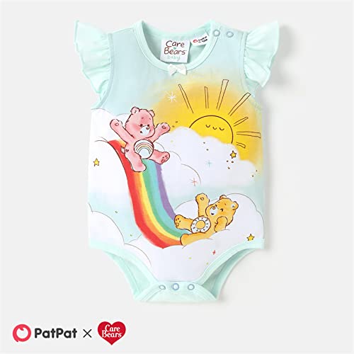 Adoracute By Patpat Care Bears Baby Girl Bodysuit 3-Pack Ruffle Sleeve Clothes Bodysuit Unisex Baby Rompers Set Rainbow 3-6 Months #TOP2