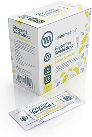 OPTIMUM MEDICAL Glycerin Swabsticks (x75) โ Lemon Flavour Pleasant Tasting Sugar Free Swab Sticks for Dry Mouth Relief (Lemon)