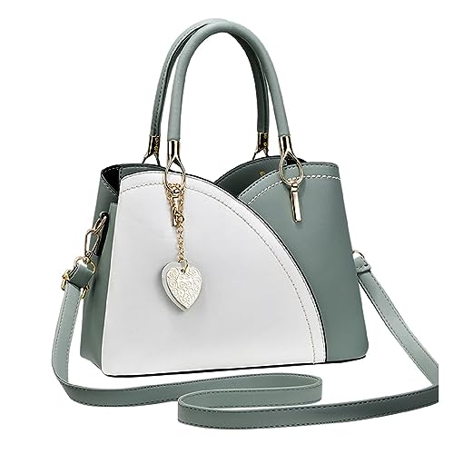 Sac cabas en cuir vert avec poignée supérieure chic