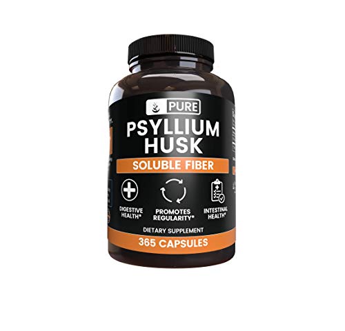 Natural Psyllium Husk, 365 Capsules, 3 Month Supply, No Stearates or Rice Fillers, Gluten-Free, Made in USA, 1575 mg Potent & Premium Quality Psyllium Husk with No Additives