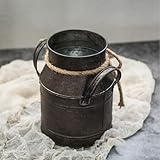 Cabilock 2 Stücke Vintage Blumenvase Milchkanne Eisen Blumentopf Shabby Chic Deko Landhaus Vase Rustikal Blumeneimer Mini Metall Eimer Übertopf Dekovase Kaktus Topf für Wohnzimmer Tischdeko - 4