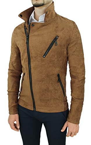 Evoga Giacca Scamosciata Uomo Slim Fit Aderente