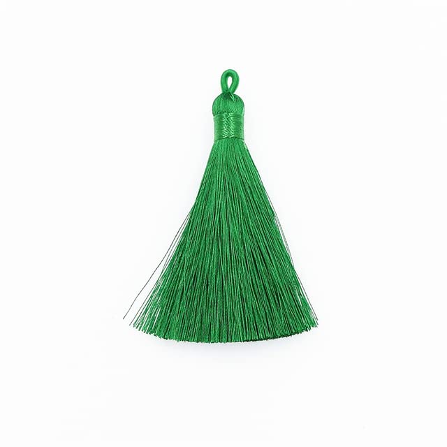QUNINE 10 Pezzi 8 cm Colore Poliestere Nappe di Seta di Ghiaccio mestiere Fai da Te segnalibro Ciondolo Vestiti Gioielli Nodo Cinese Frange Rifiniture Cucito Accessorio-caffè Nappa (Verde Nappa)